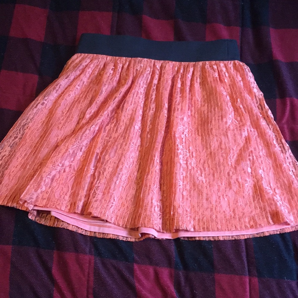 Coral lace skirt
